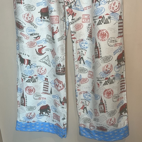 Munki Munki travel themed flannel pajama pants only size small / preowned - Picture 3 of 11